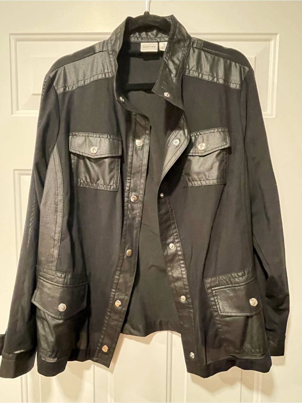 Chico's Black Sheer Utility Jacket, Size 3 (similar to Womens 16)